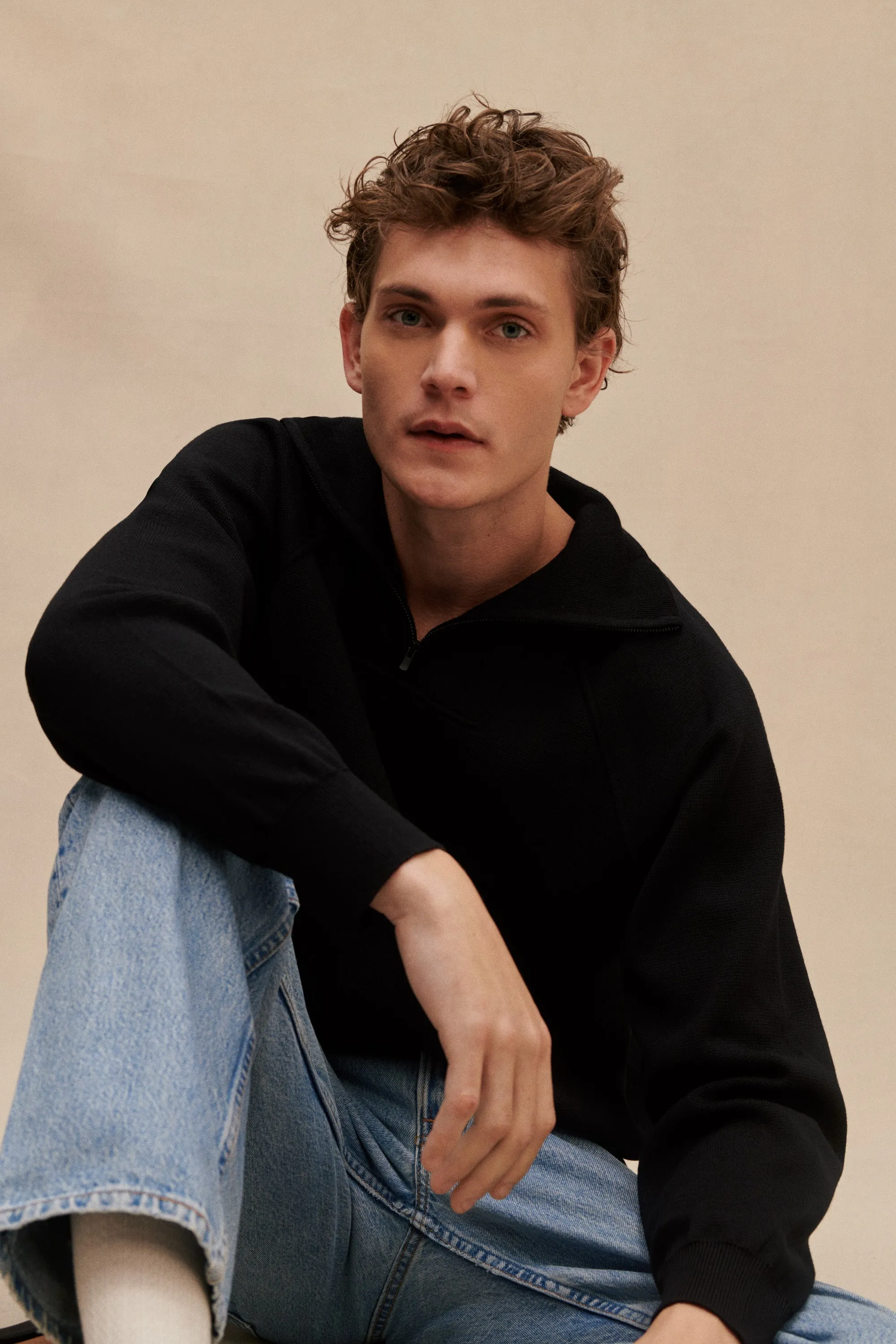 Pull camionneur milano noir en laine mérinos homme