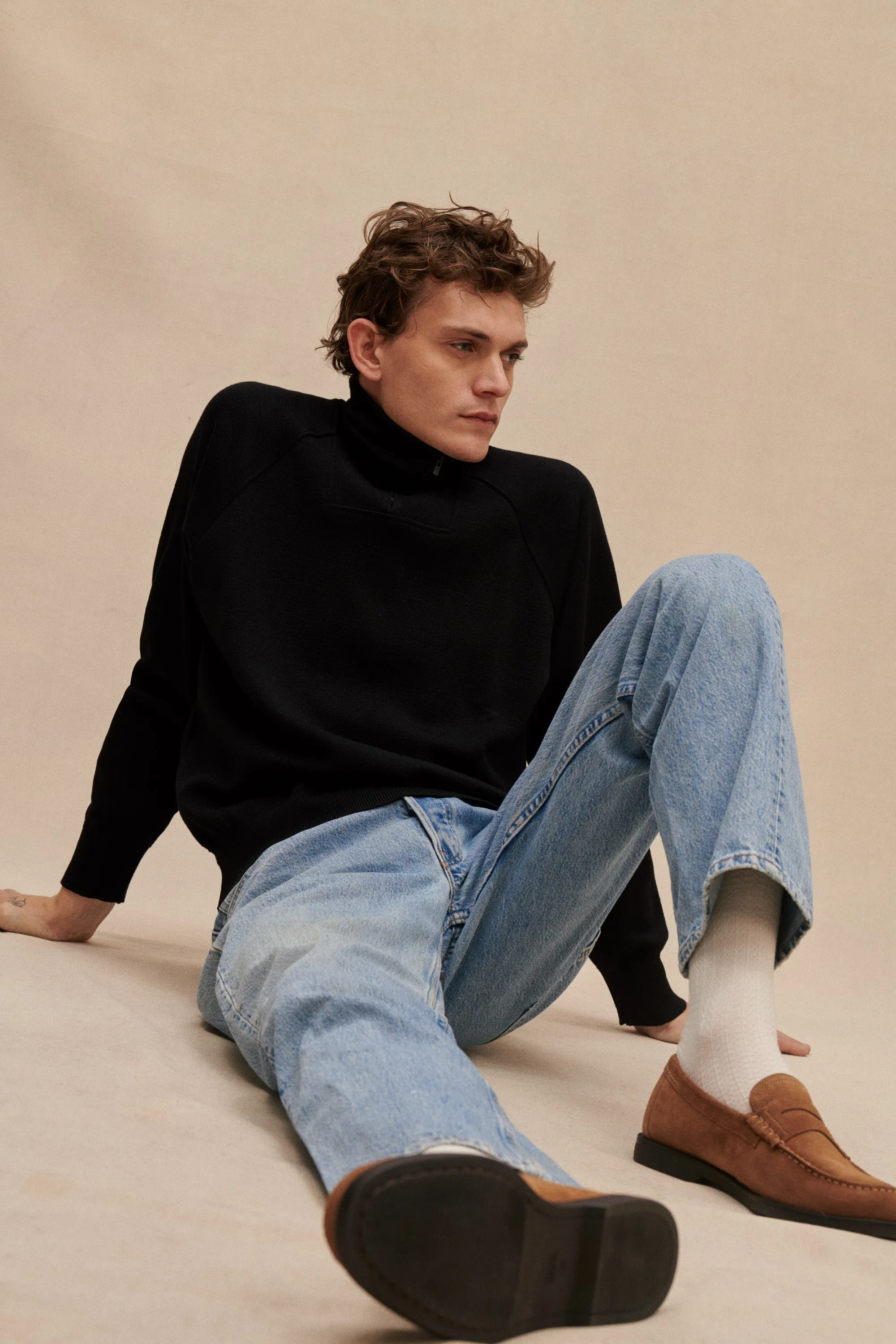 Pull camionneur milano noir en laine mérinos homme